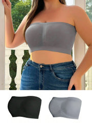 Plus o'lchamli strapless push-up bra 2 ta paket, underwire, gul floral, qora va oq