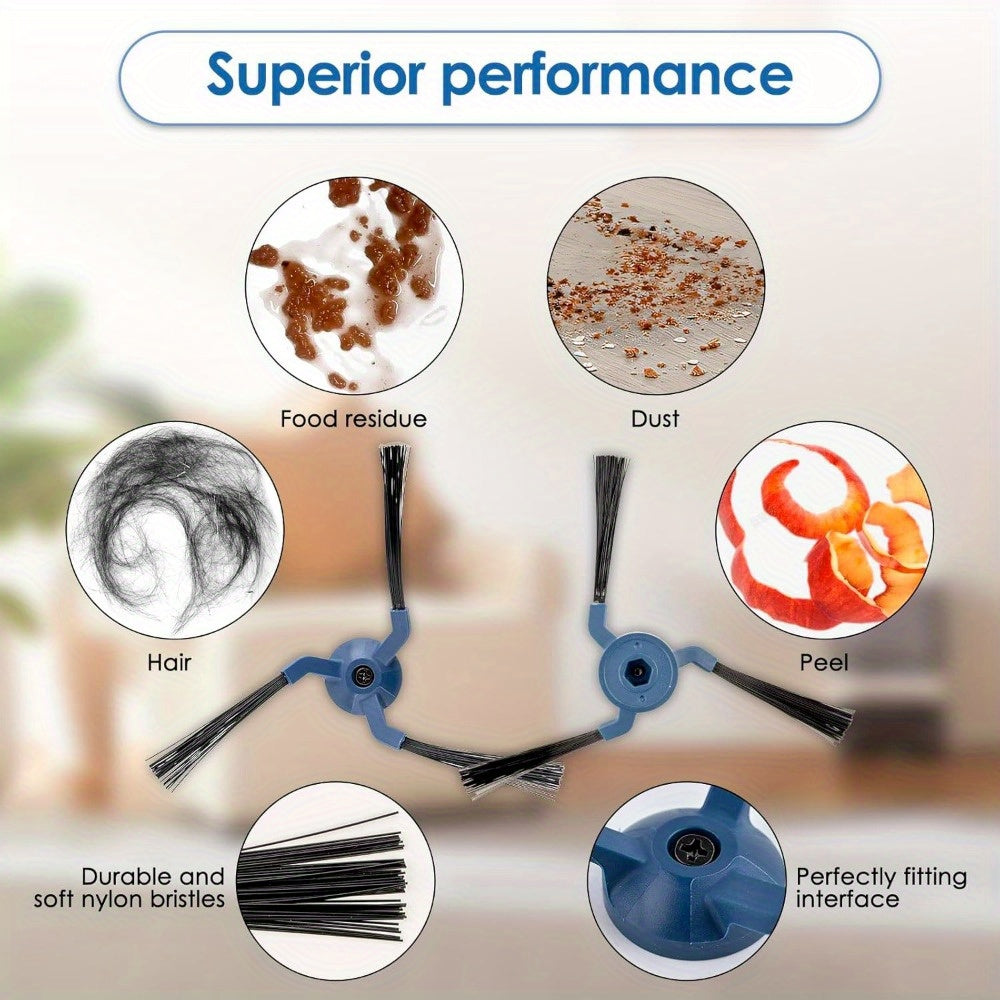 10 dona almashtirish yon cho'tkalar robot changyutgich uchun mustahkam plastmassa, ko'k kliplar