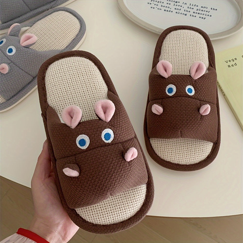 Uniseks linen shippirlari yumshoq taglikli ichki uy poyabzalari chiroyli hamster dizayni