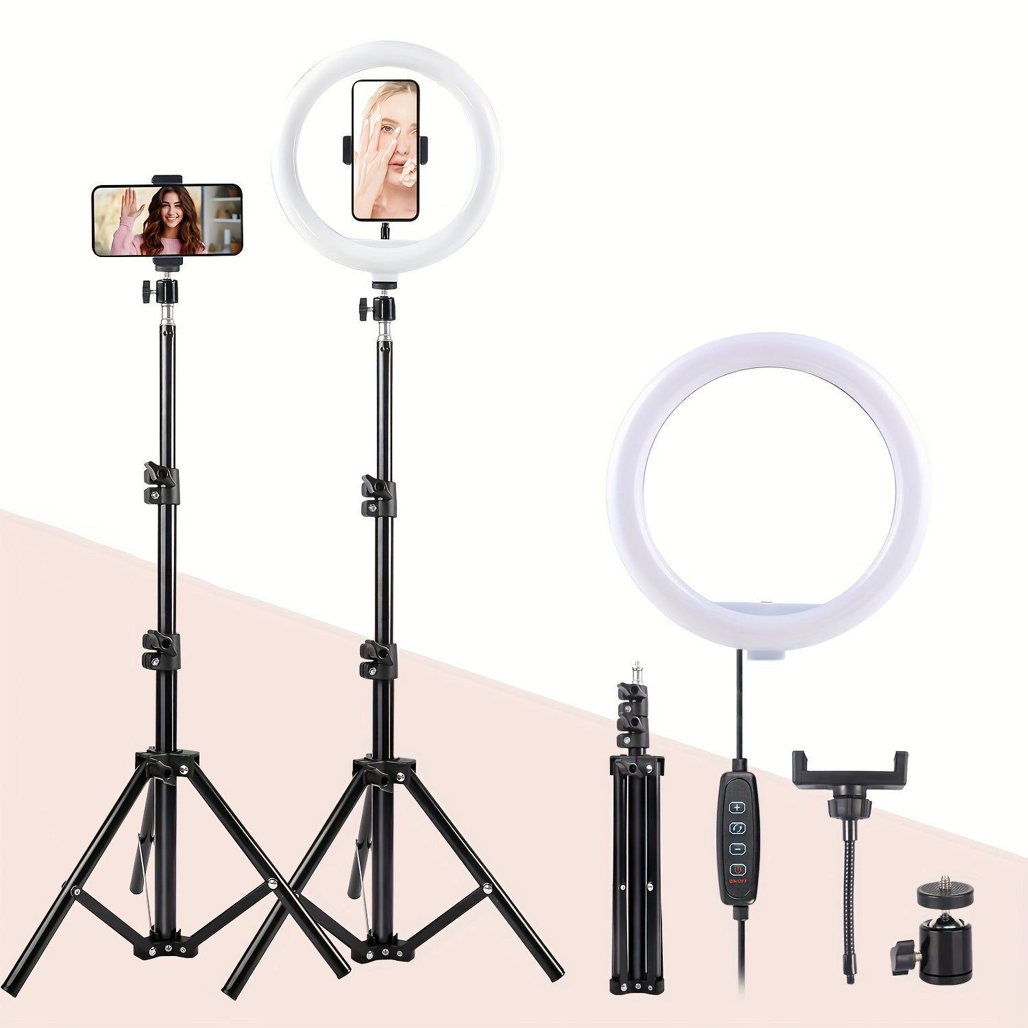 10-Inch LED Light with Extendable Tripod and Phone Holder for Selfie Makeup Video Streaming