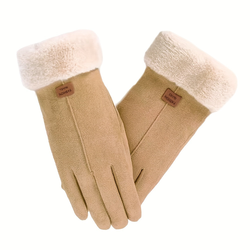 Velvet-Lined Split-Finger Gloves for Outdoor Activities and Casual Sports
