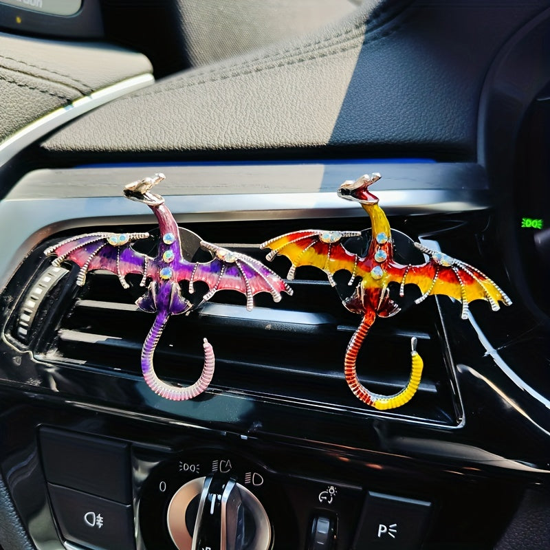 Avtomobil havo tozalovchi kliplar qanotli ajdar sirti sun'iy olmos bilan bezatilgan avtomobil ventilatsiya dekoratsiyasi