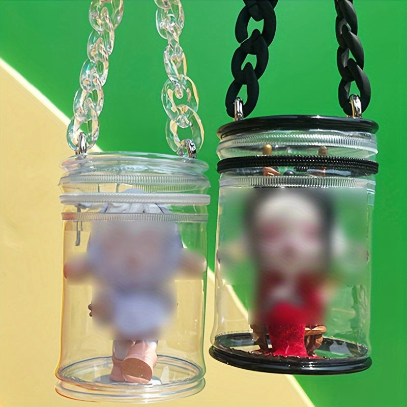 Transparent Hanging Doll Display Bag with Bubble Mart Mystery Box Design
