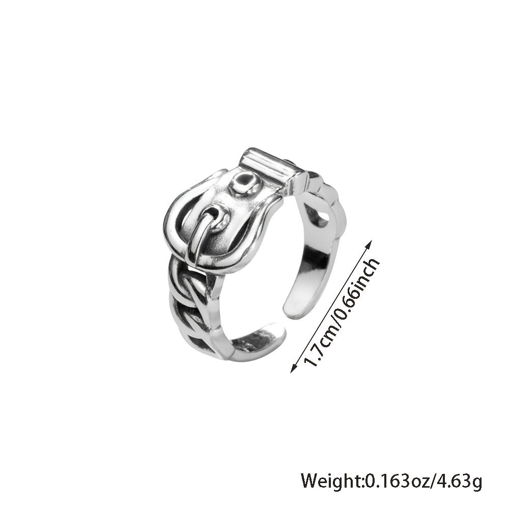 Anillo de cinturón de plata de ley ajustable para estilo hip-hop, anillo de cinturilla para fiestas