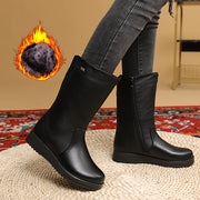 Women's Winter Thick Boots with Zipper Faux Cover Cushioned Insole Black