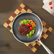 Stainless Steel Skillet with Honeycomb Design for Kitchen and Outdoor Cooking