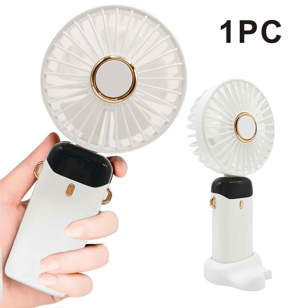 Green USB Desktop Fan with Digital Display, 5-Speed Adjustable Mini Air Cooler, Rechargeable Lithium Battery, Portable Handheld Fan for Office, Outdoors, Dorm