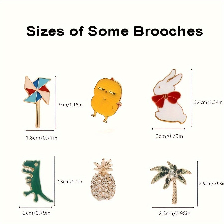 Assortment of 30 Cartoon Enamel Pins with Irregular Shapes for Clothing Accessories Ladies Brooches and Badges