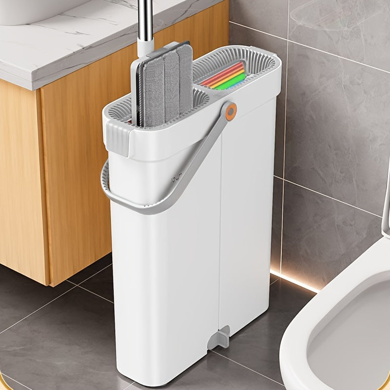Mop and Bucket Set with Microfiber Pads for Tile, Marble, Wood Floors