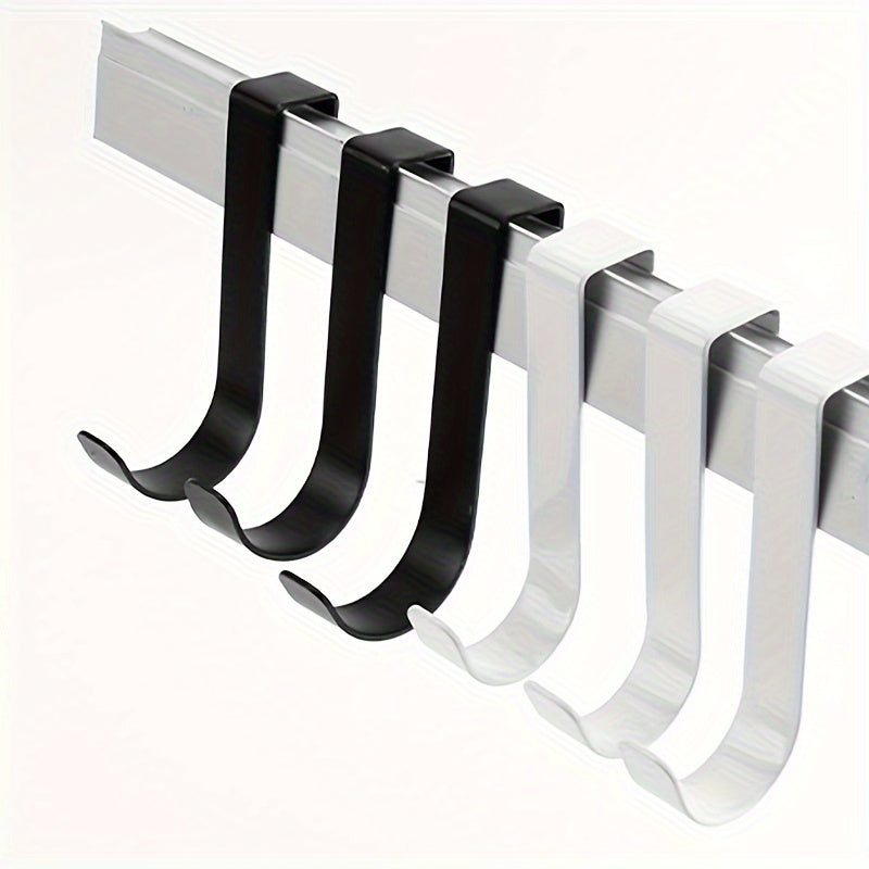 Black and White J-Shaped Hooks for Bathroom Kitchen and Cabinet Hanging