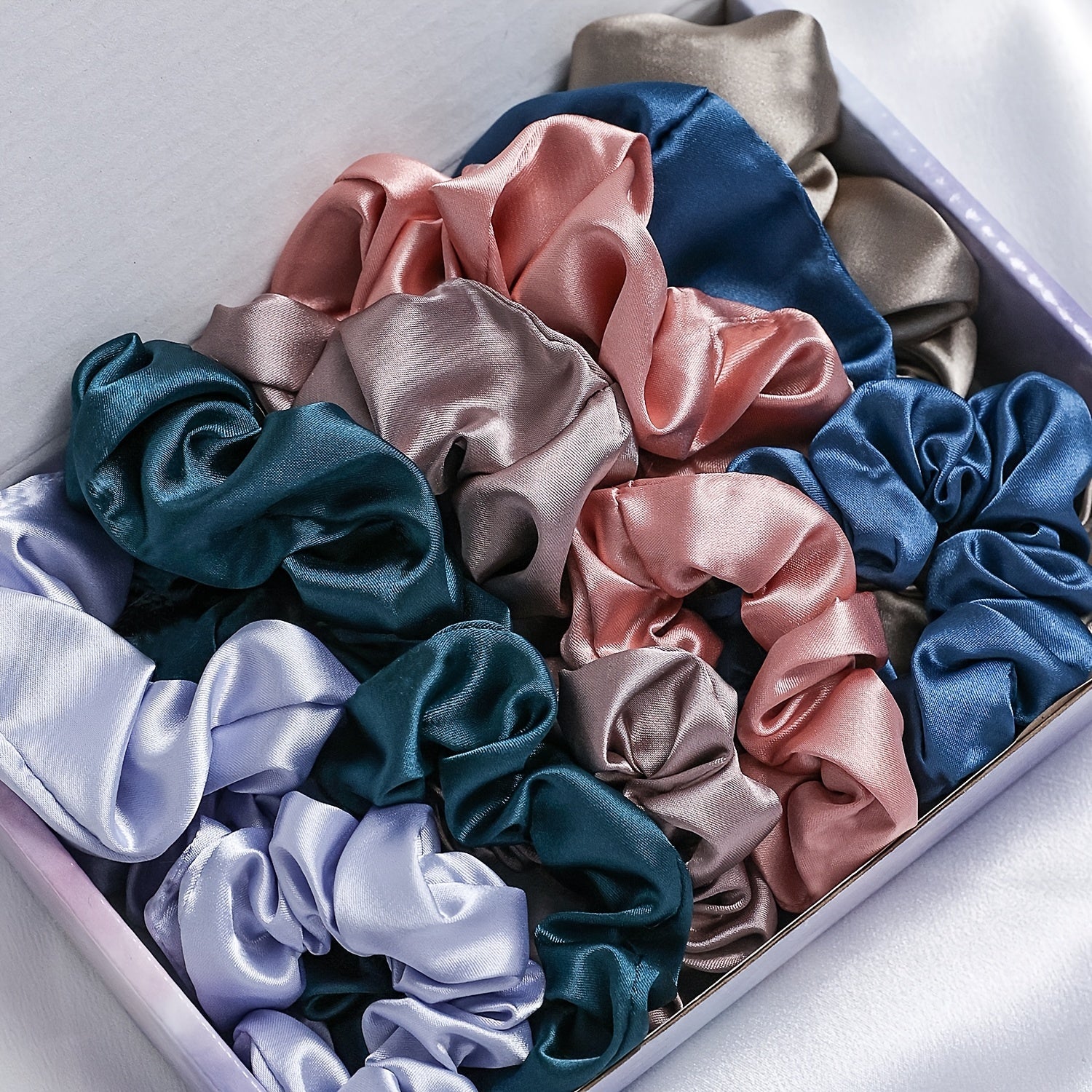 Set of 12 Satin Elastic Ponytail Holders for Women, Hair Ties, Breakage Prevention