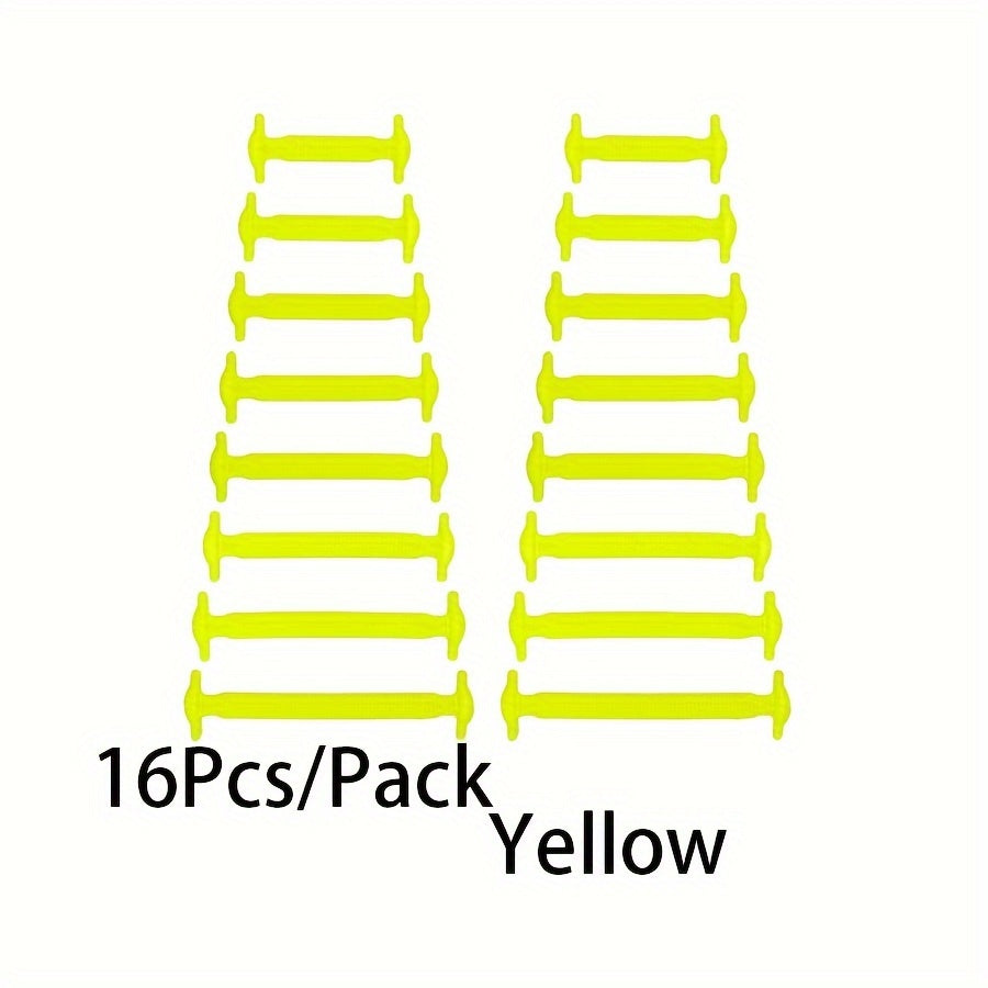 16 Pcs Silicone Elastic No-Tie Shoelaces Waterproof Stain-Resistant for Sneakers