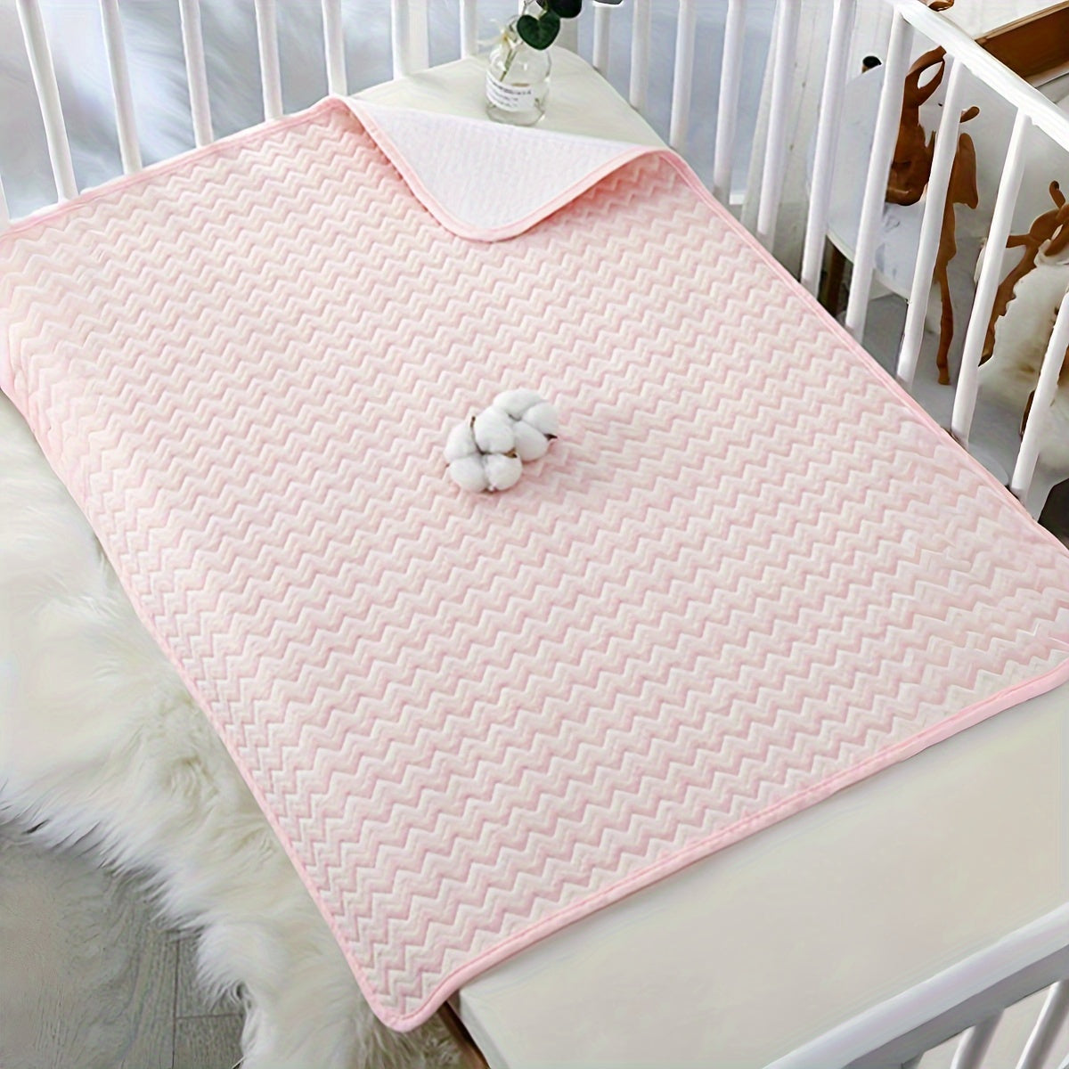 Baby Diaper Pad Reusable Waterproof Washable Pink Stripes Breathable for Young Children