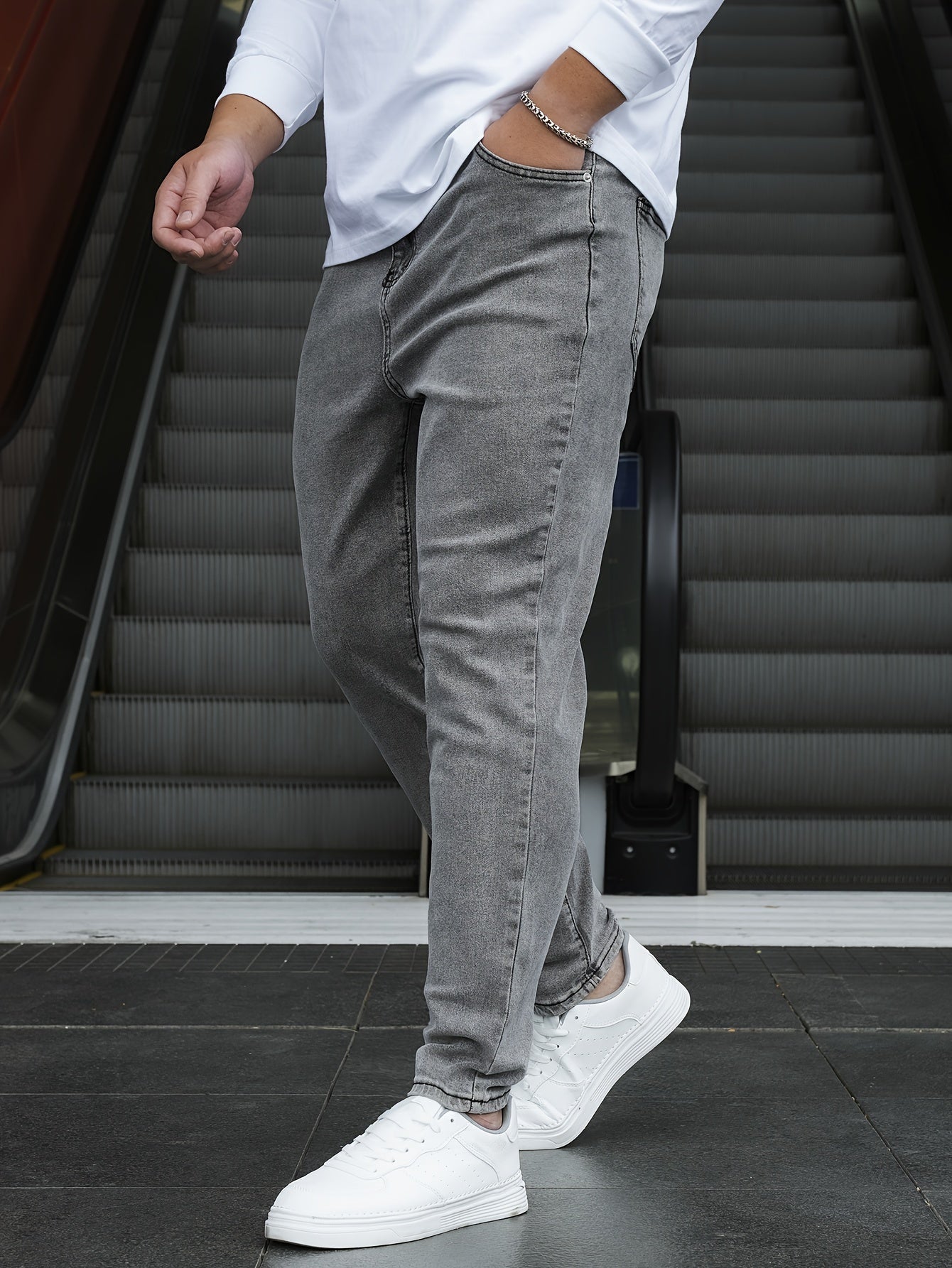 Men's Plus Size Skinny Fit Stretch Cotton Denim Jeans