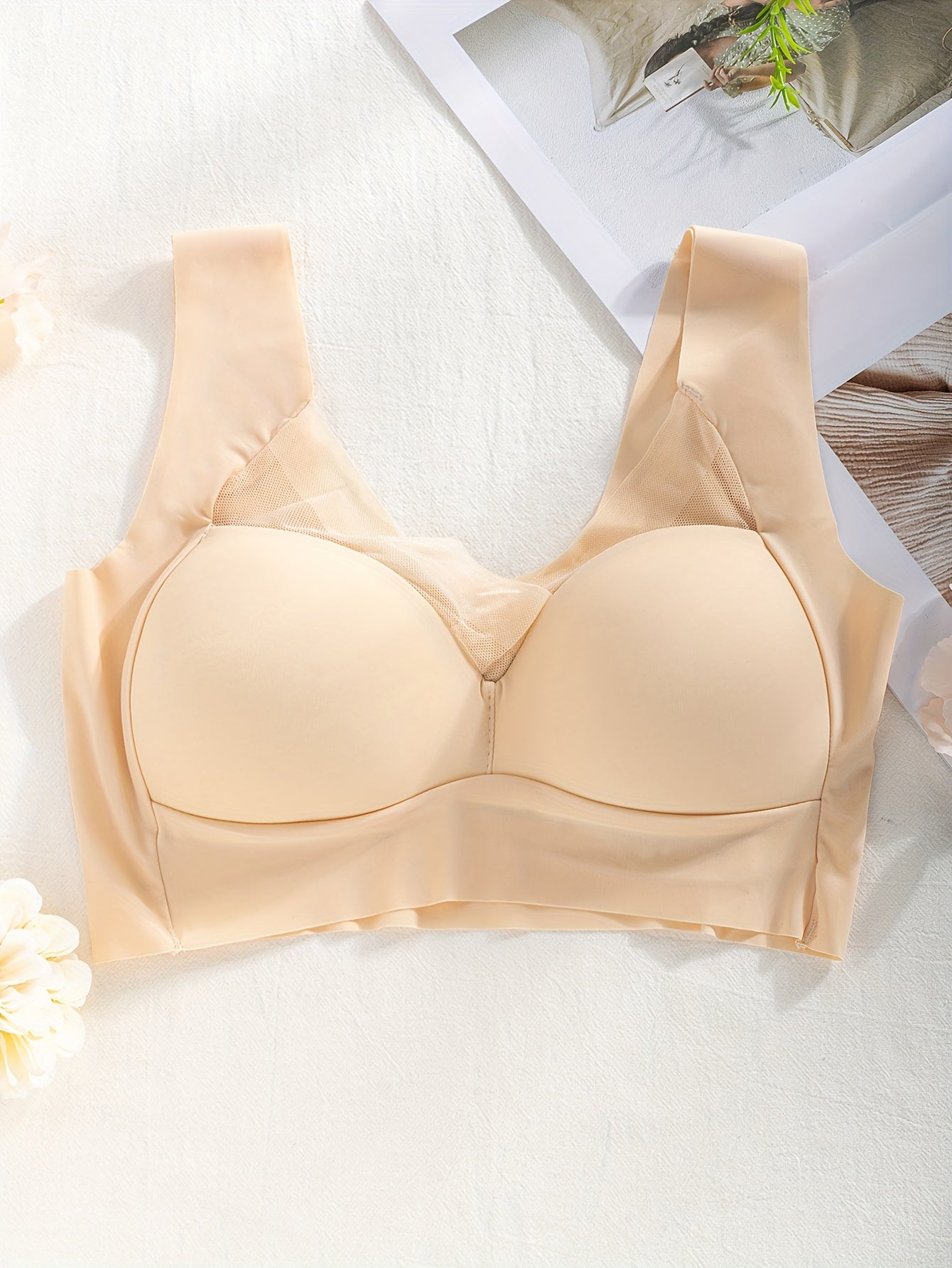 Women Yoga Bras 5 Pack Breathable Mesh Seamless V-Neck No Underwire