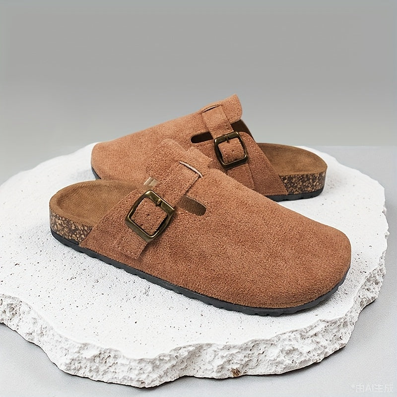 Women's Faux Fur Mules Shoes Casual Summer Slip-On Beige Comfort