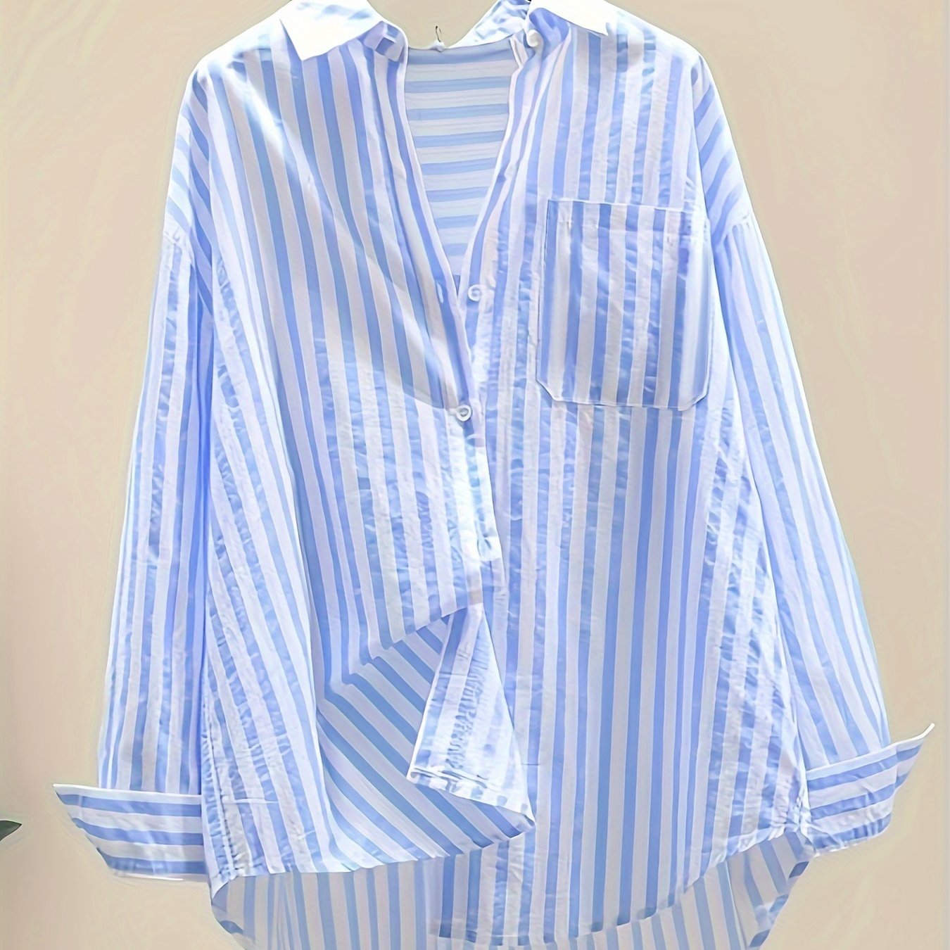 Women's Striped Polyester Shirt Long Sleeve Casual Vacation Sun Protection