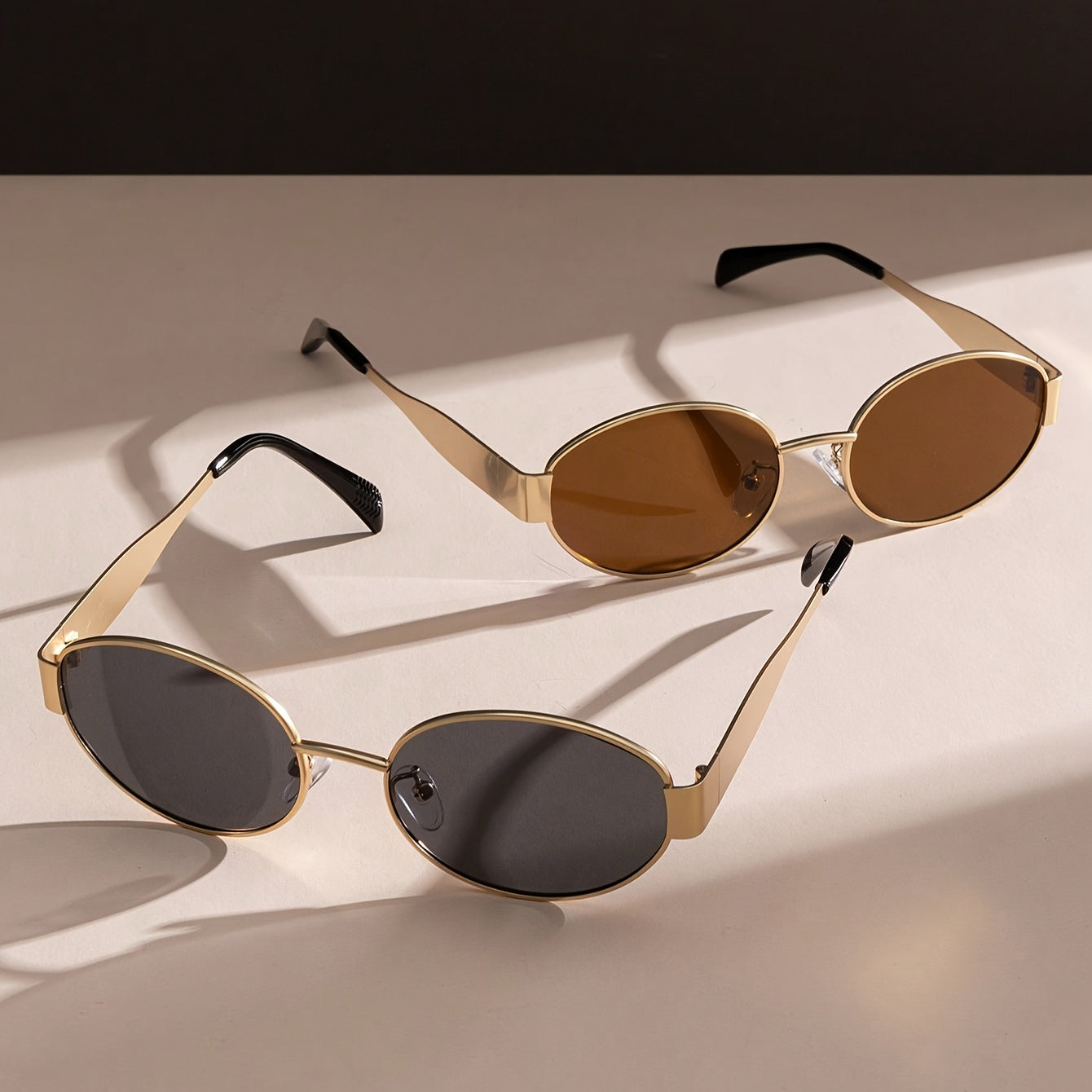 Women's Oval Fashion Glasses 1/2pcs Iron Frame with Golden Accents Polycarbonate Lenses Stylish Durable Accessories