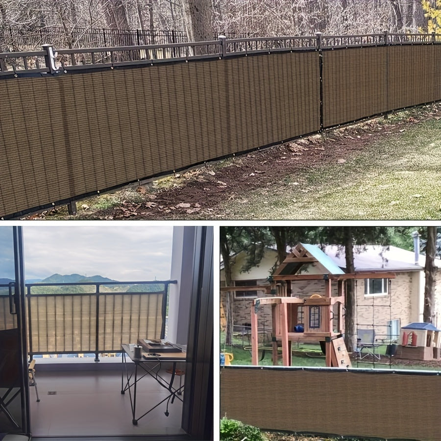 Outdoor UV Protected Privacy Screen Fence with Grommets Brown 81-90% Shade