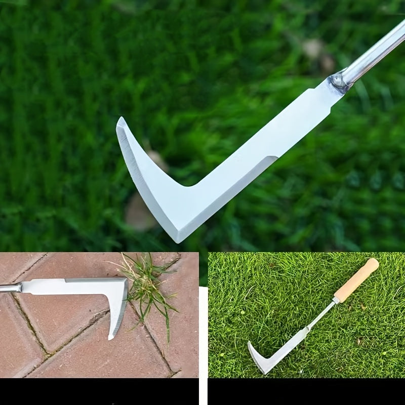 Garden Hand Tool Stainless Steel L-Shaped Weeding Tool 34cm Yard Patio Driveway