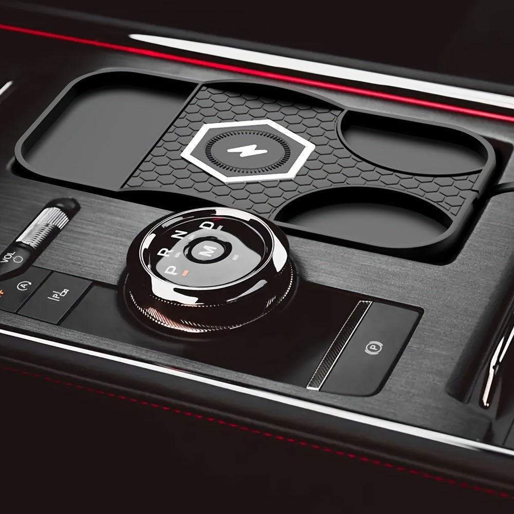Almohadilla de cargador inalámbrico para coche con carga rápida compatible con Qi para dispositivos iPhone y Samsung