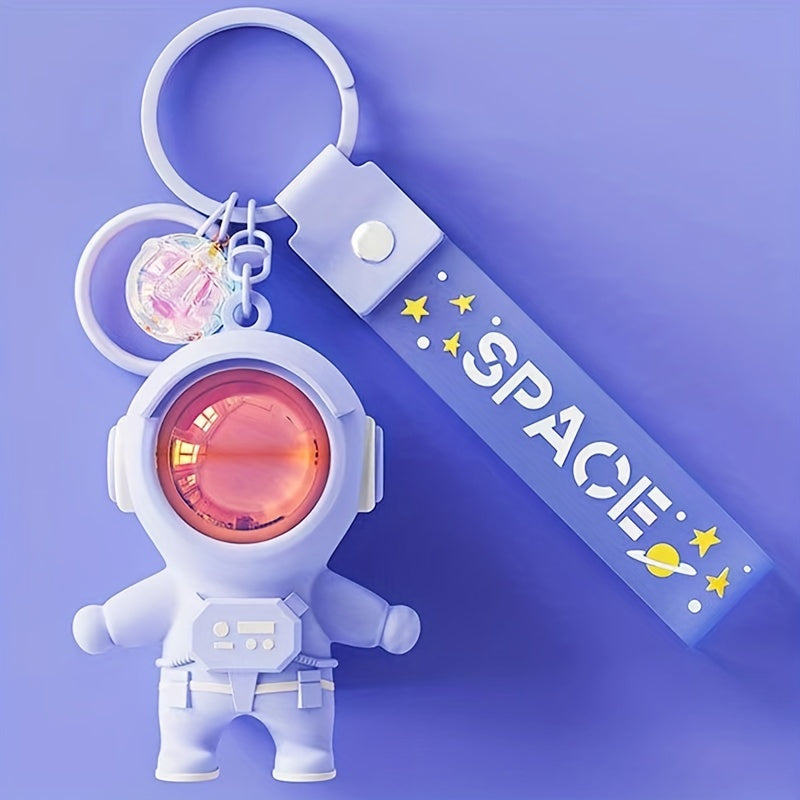 Space Astronaut Keychain for Car Keys Pendant with Sunset Light Woman Jewelry