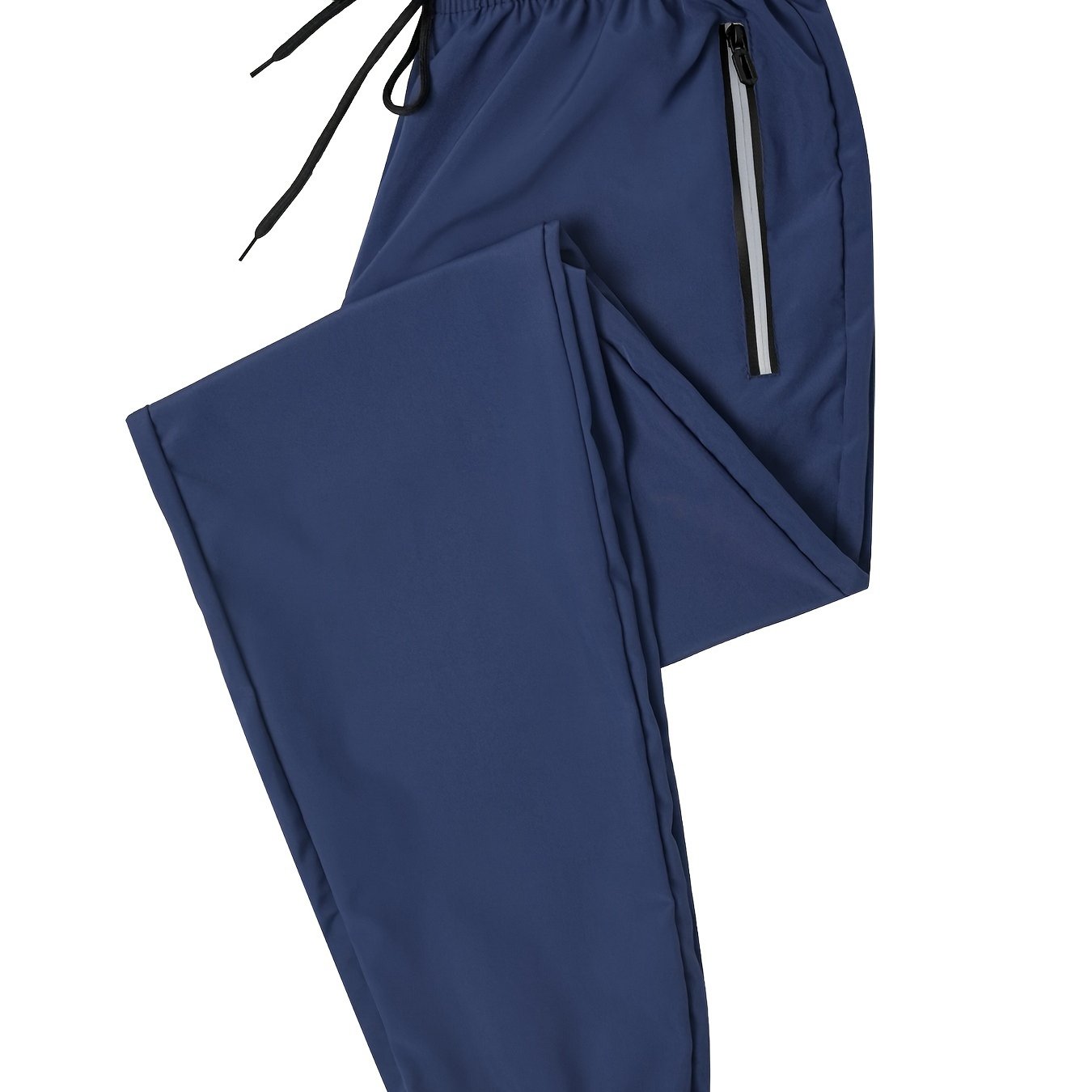 Men's Solid Polyester Activewear Sports Pants with Zip Pocket and Drawstring Waist