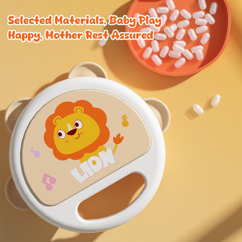 Cute Lion Cartoon Rattle & Hand Drum Toy - Bolalarda ushlash kuchini oshirish uchun ajoyib, Halloween va Rojdestvo uchun mukammal sovg'a, Bayram mavsumi uchun ideal.