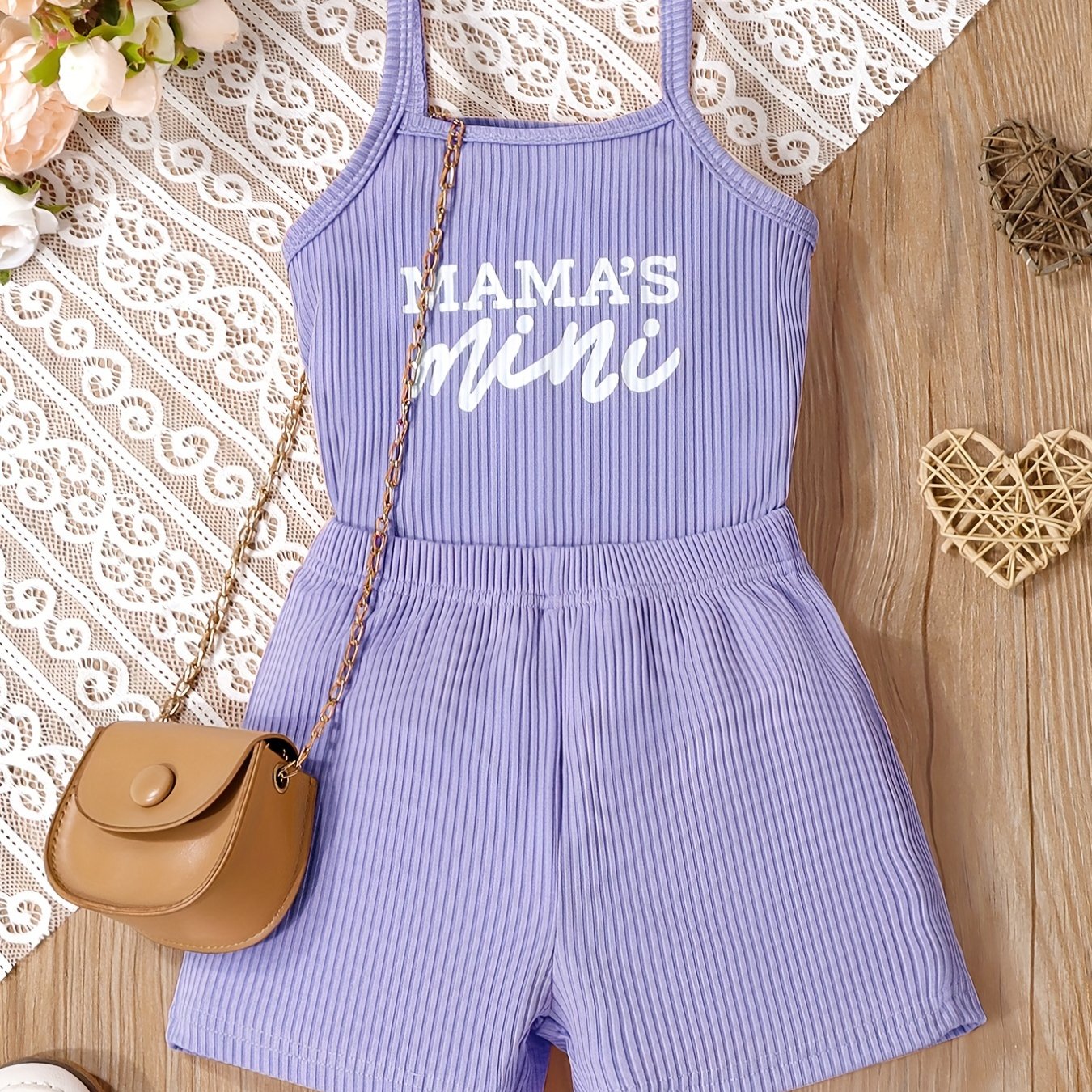 Toddler Girls Summer Outfit 2-Piece Set Camisole Top and Shorts Alphabet Pattern