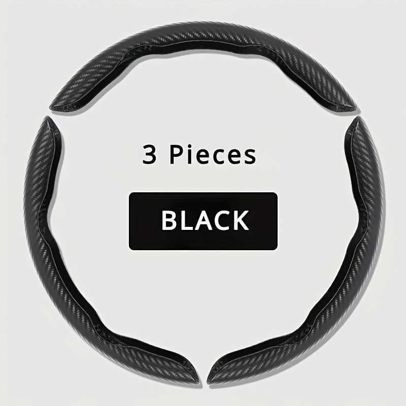 Car Steering Wheel Cover Set Carbon Fiber Matte Anti-Slip Universal 15.16 Inch
