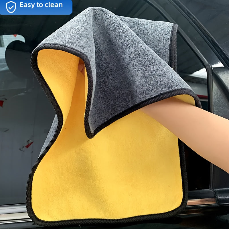Ultra-absorber avtomobil yuvish sochiq, ikki tomonlama qalin coral fleece, avtomobil shisha tozalash uchun