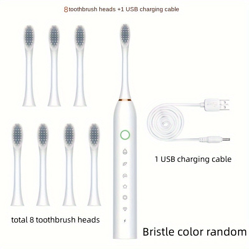 Cepillo de dientes eléctrico recargable con 4 cabezales de cepillo para blanqueamiento y cuidado bucal