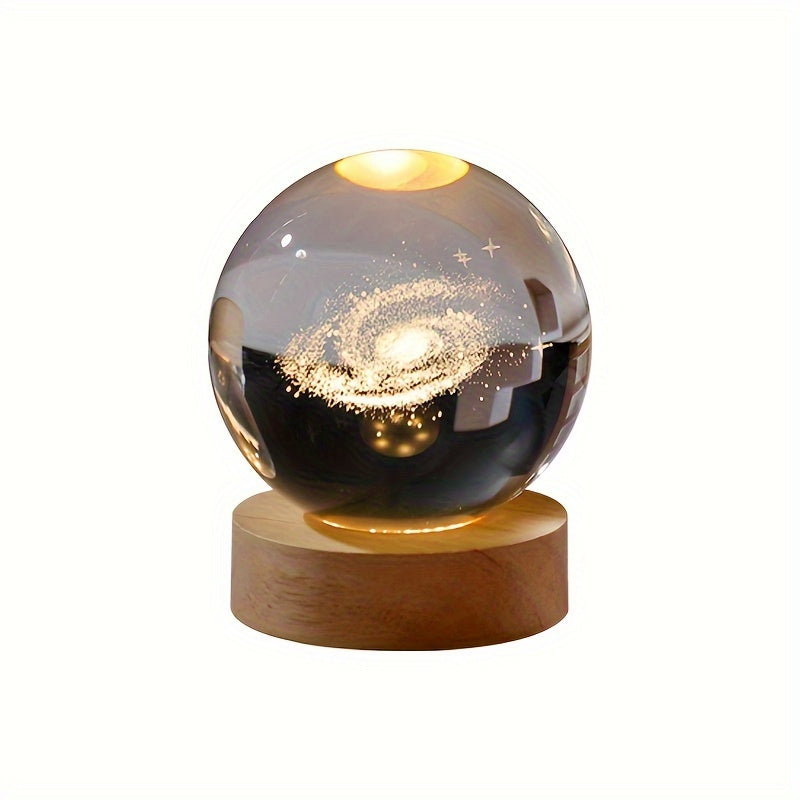 3D Galaxy Crystal Ball Night Light with Warm LED Base for Astronomy Enthusiasts