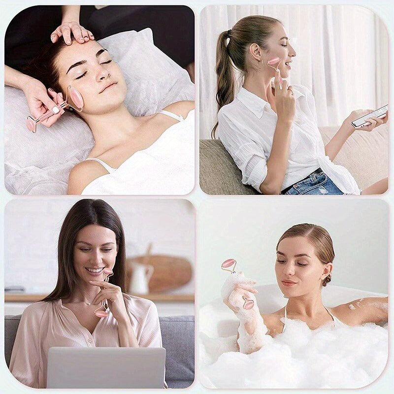 Facial Guasha Massage Set with Light Beige Stone for Anti-Aging Face Neck Body Care