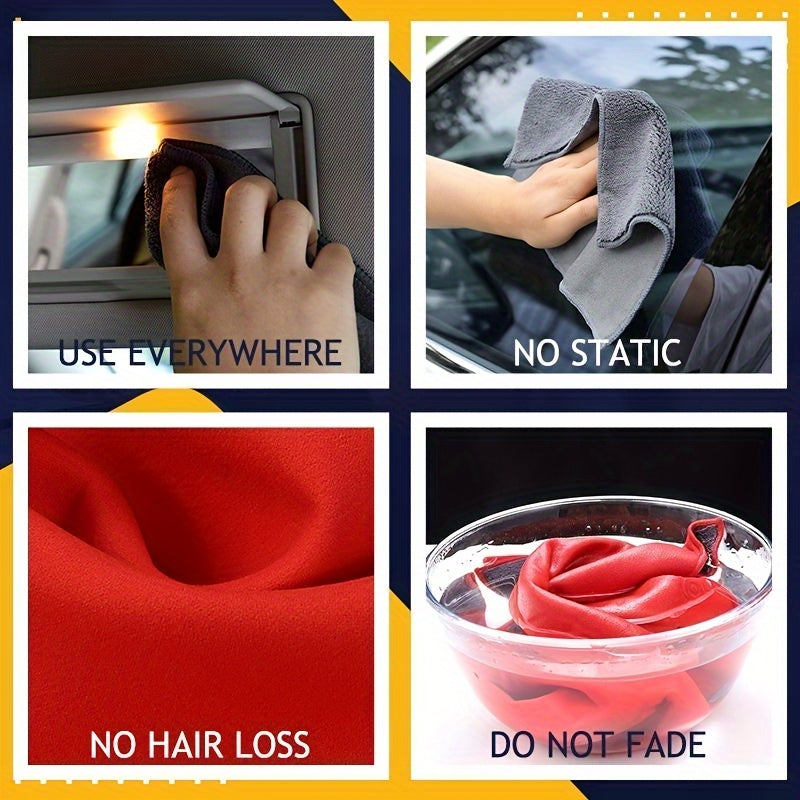 Microfiber Car Towel in 4 Sizes Grey Reusable Scratch-Free Detailing and Cleaning