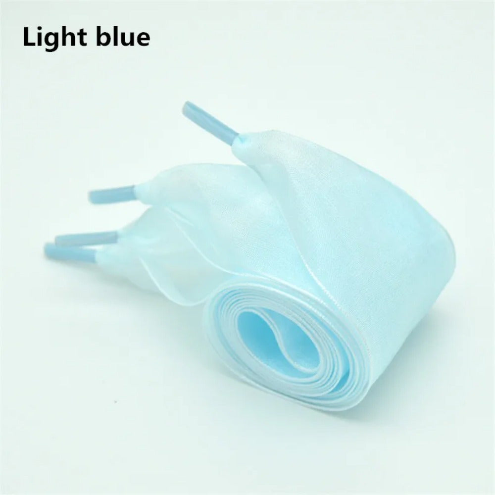 Unisex Transparent Chiffon Flat Shoelaces 2.5cm Widened Wide Bow