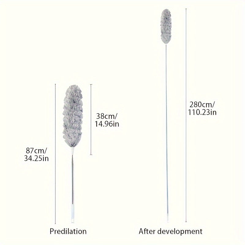 Mustahkam chang tozalash asbobi, cho'ziladigan tutqich va moslashuvchan bosh bilan - Yuqori shiftlar, mebellar va avtomobillar kabi qiyin erlarni tozalash uchun ideal - Yuvilishi va qayta ishlatilishi mumkin