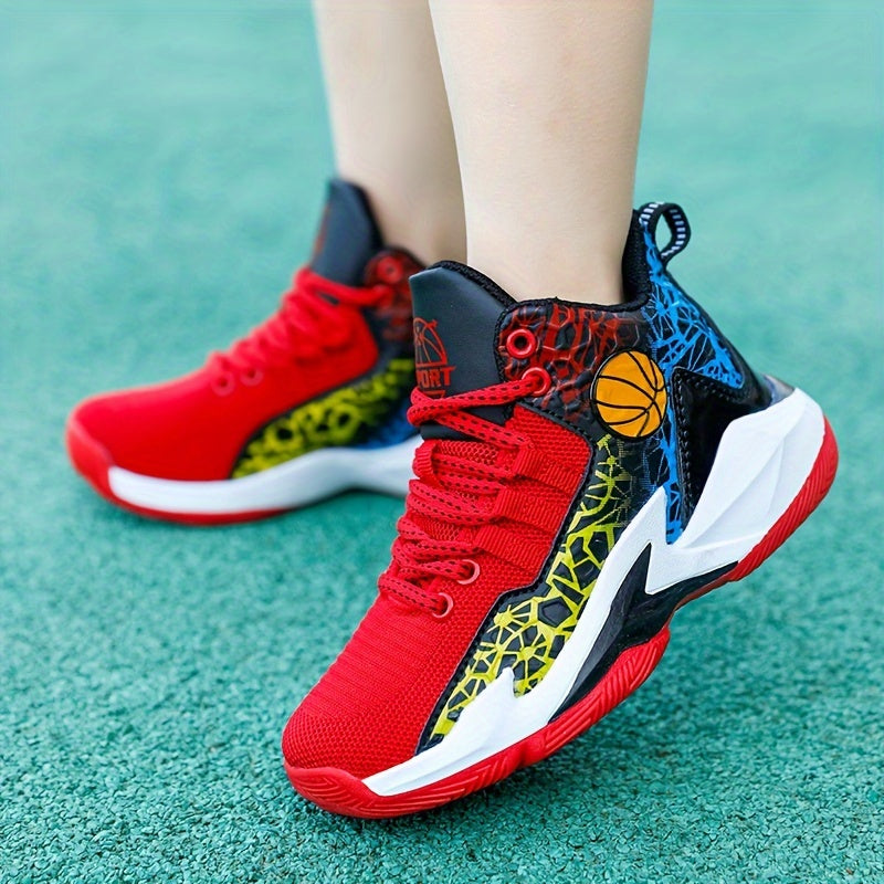 Kids' Mid-Top Athletic Sneakers with Stripe Pattern Breathable All-Season for Boys and Girls