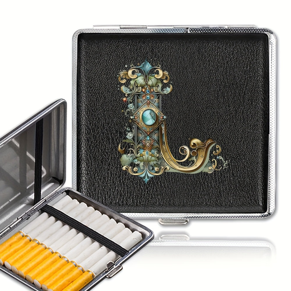 Unisex zanglamaydigan po'latdan yasalgan sigareta qutisi, 20 ta sigareta uchun, gul naqsh bilan