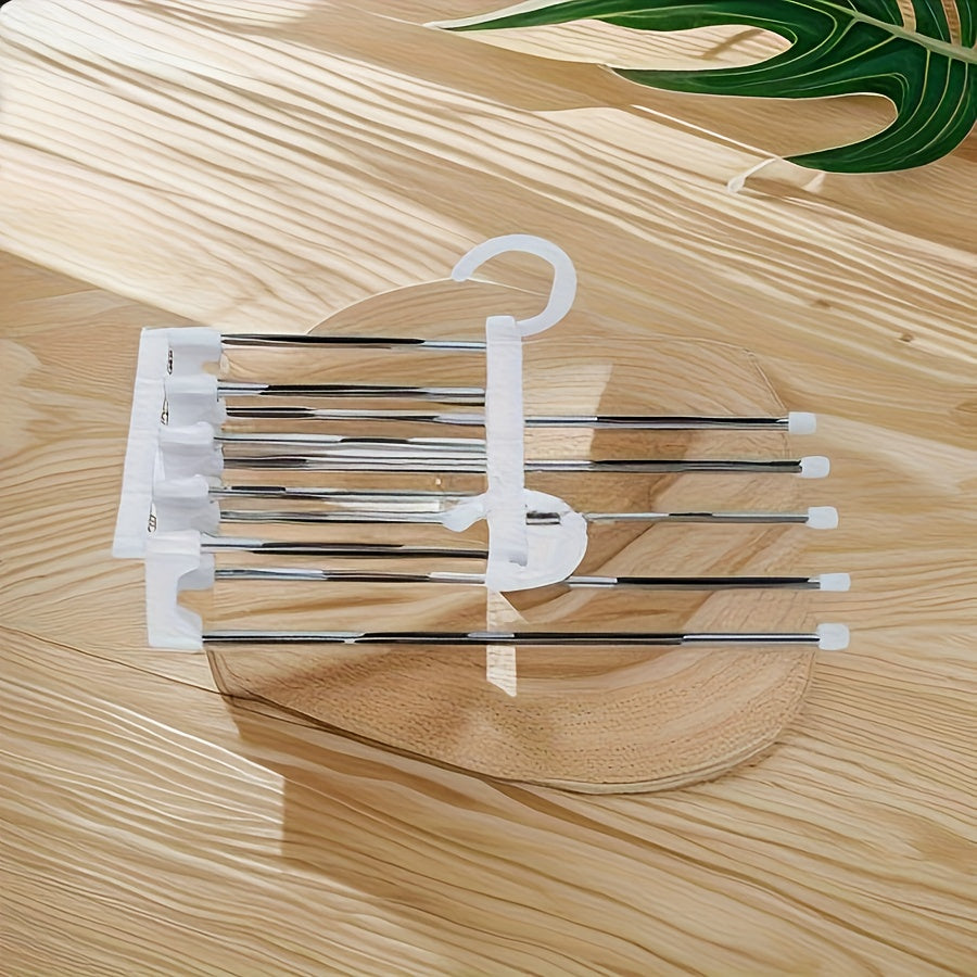 Набор вешалок для брюк из нержавеющей стали с регулируемой стойкой для брюк, многоуровневый складной дизайн для экономии пространства, переносной органайзер для шкафа, расширяемая и прочная вешалка для одежды