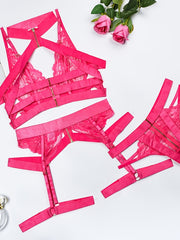 Women's Lace Lingerie Set with Neck Strap and Intricate Details