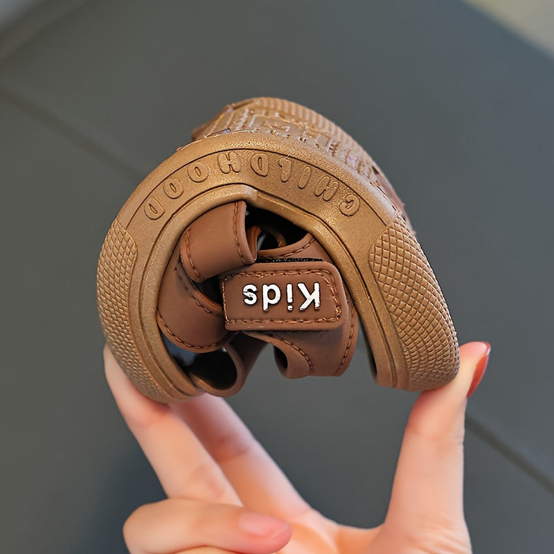 Детские летние сандалии для мальчиков и девочек, плоская подошва, для улицы, повседневные, дышащие, из ПВХ