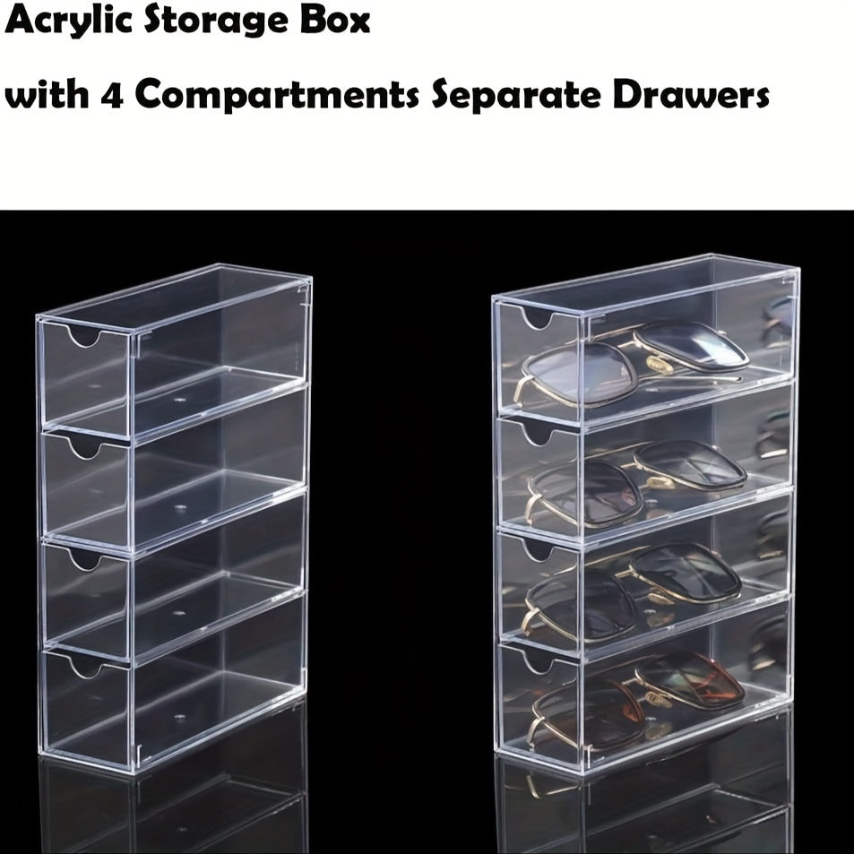Stackable Acrylic Glasses Display Case for Eyewear Organization Clear Lid Multi-Functional Storage Organizer