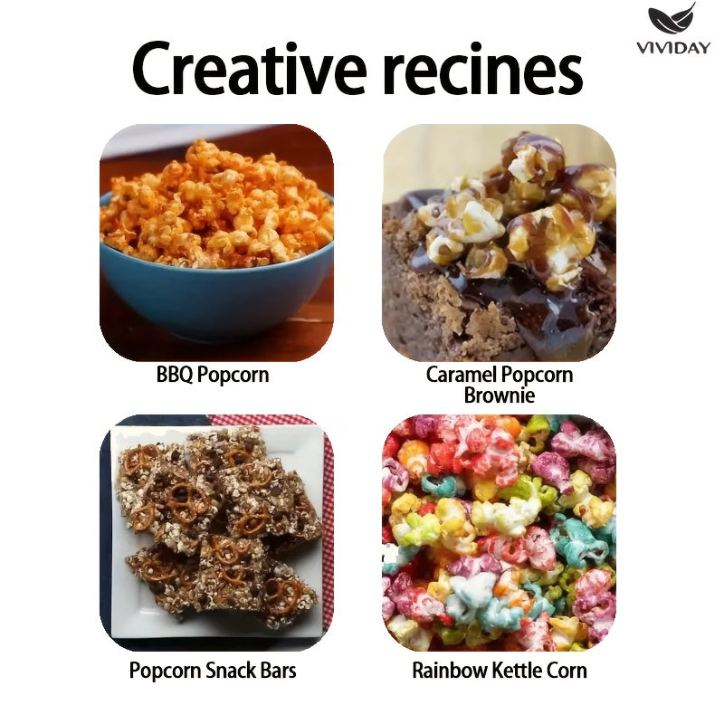 Aqlli harorat nazorati bilan avtomatik popcorn mashinasi, oson tozalanadi. Uy, piknik va tabiatda yurish uchun. 220-240V Evropa standarti rozetkasi. PP materialidan tayyorlangan, batareyasiz.