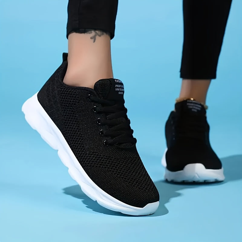 Women Breathable Mesh Knit Sneakers Allseason Casual Athletic Shoes Black White 35-44