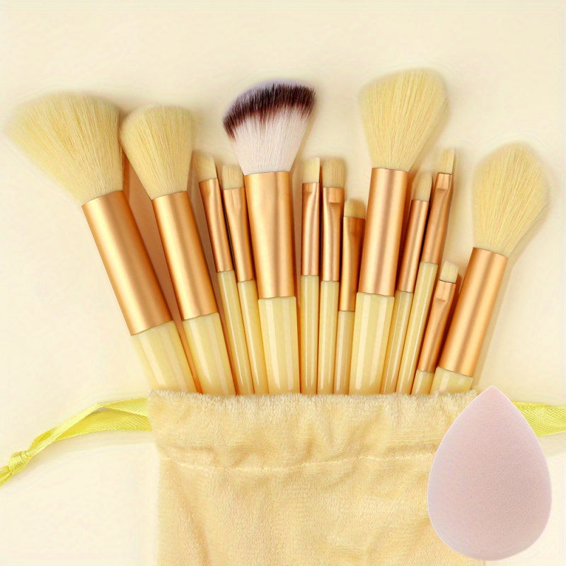 13Pc Soft Fluffy Makeup Brush Set Including Sponges for Face Eyeshadow Blending
