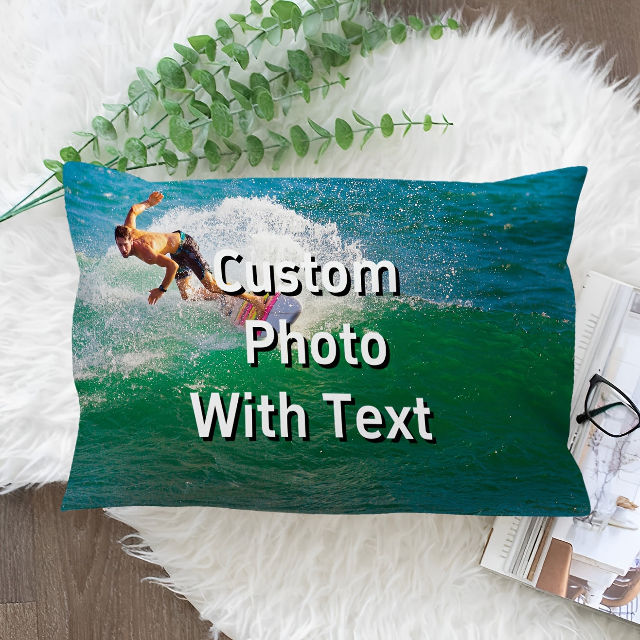 Personalized Double-Sided Plush Pillow Cover 30x50 cm for Home Decor Wedding Birthday Pet Memorial