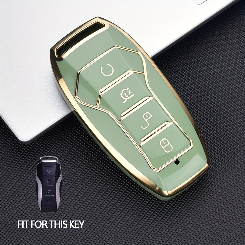 Car Key Fob Cover TPU Silicone 4-Button Remote Key Case with Keychain