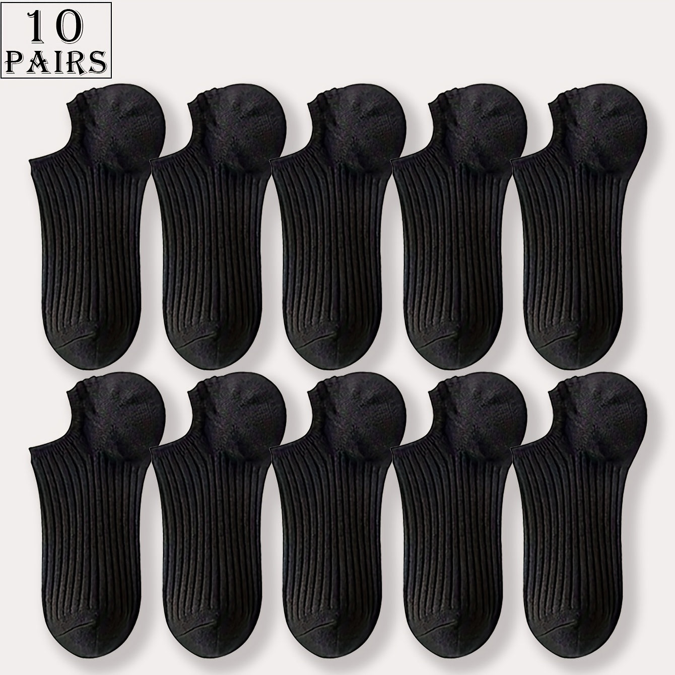 Men's Invisible Socks 5 Pairs Breathable Sweat-Resistant Anti-Odor Solid