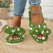 Ayollar uchun polka nuqta bilan bog'langan yumshoq va issiq ichki poyabzal slippers